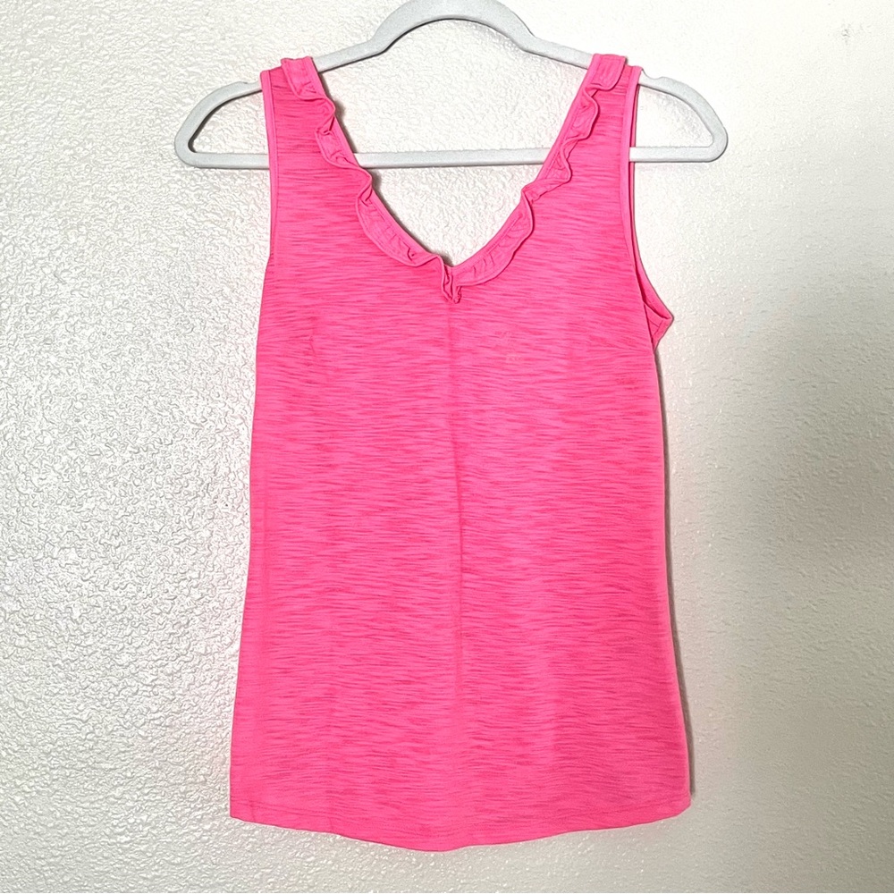 Lilly Pulitzer EUC Gigi Ruffle Tank Top In Roxie Pink XXS